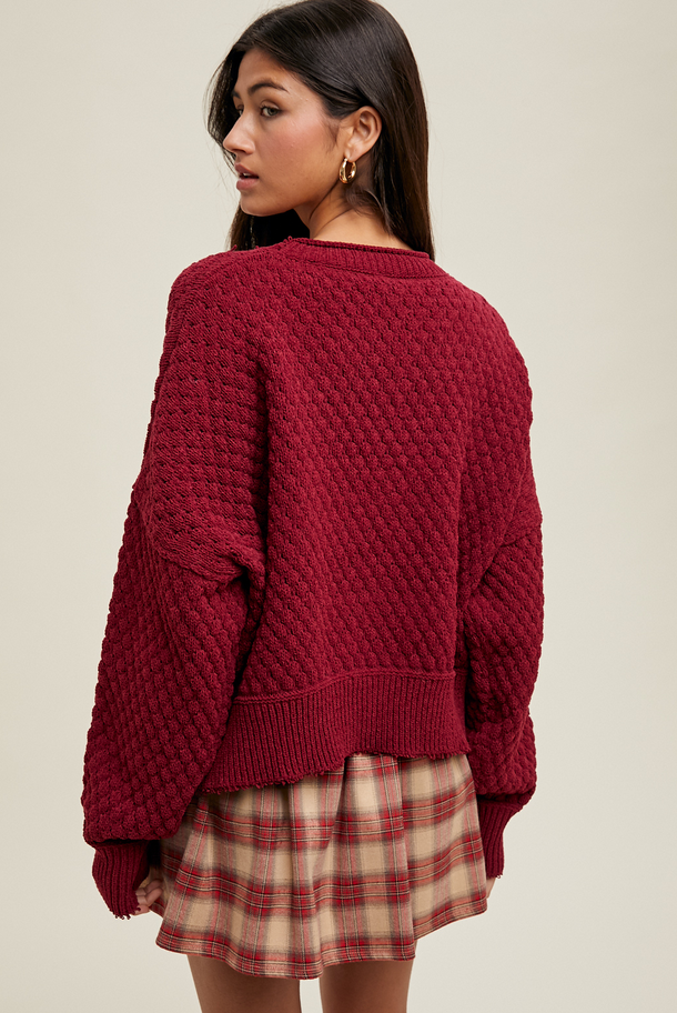 Wishlist Textured Raw Edge Sweater