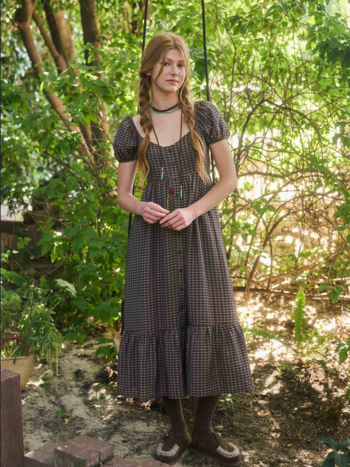 Blu Pepper Plaid Button Down Maxi Dress