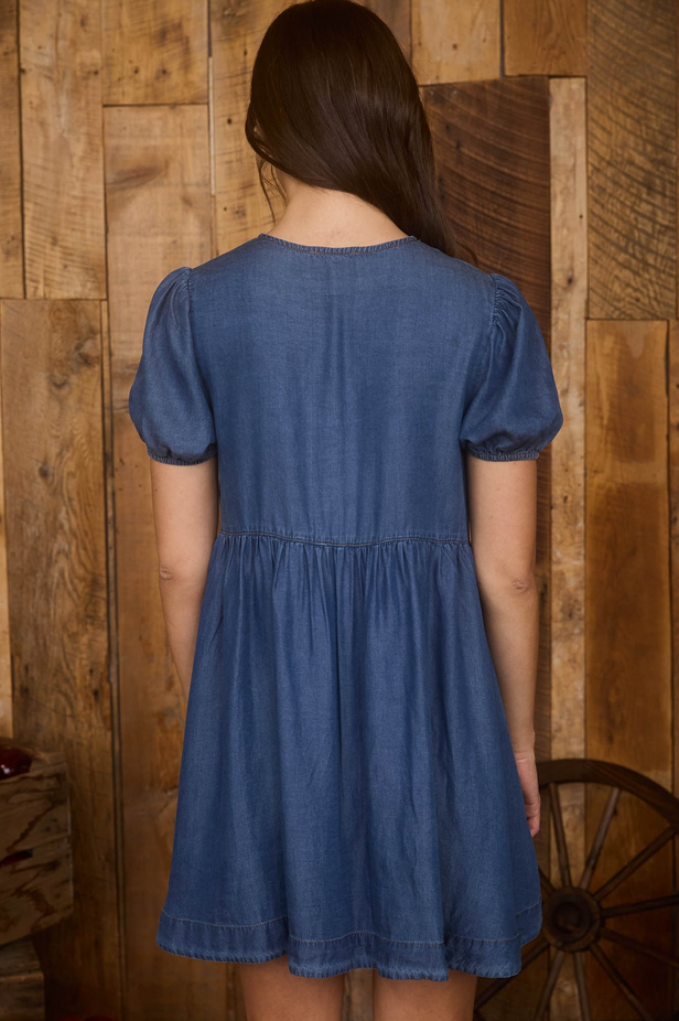 Blu Pepper Front Tie Puff Sleeve Dress