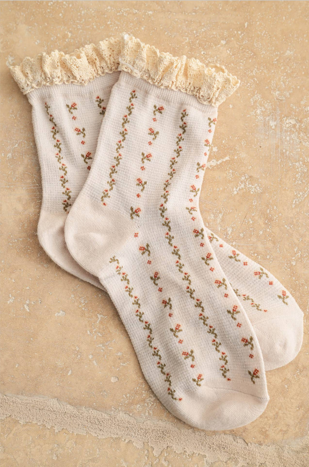Miou Muse Floral Crochet Trim Socks
