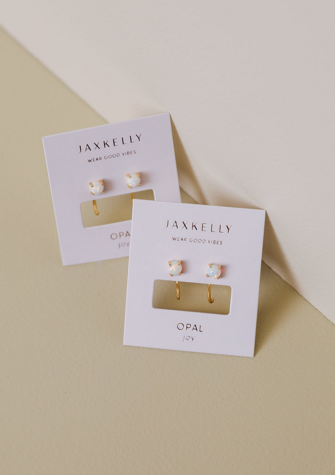 JaxKelly White Opal Huggies