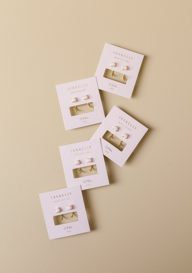 JaxKelly White Opal Huggies