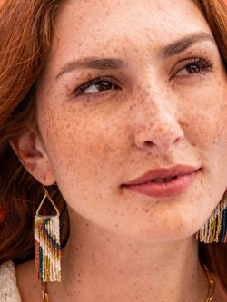 Ink + Alloy Paige Ascending Blocks Beaded Fringe Earrings Desert