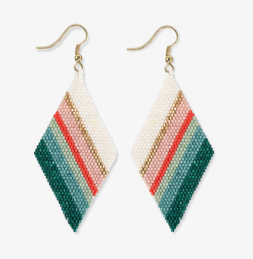 Ink + Alloy Frida Mixed Stripe Beaded Earrings Modern Preppy