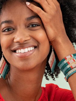 Ink + Alloy Frida Mixed Stripe Beaded Earrings Modern Preppy