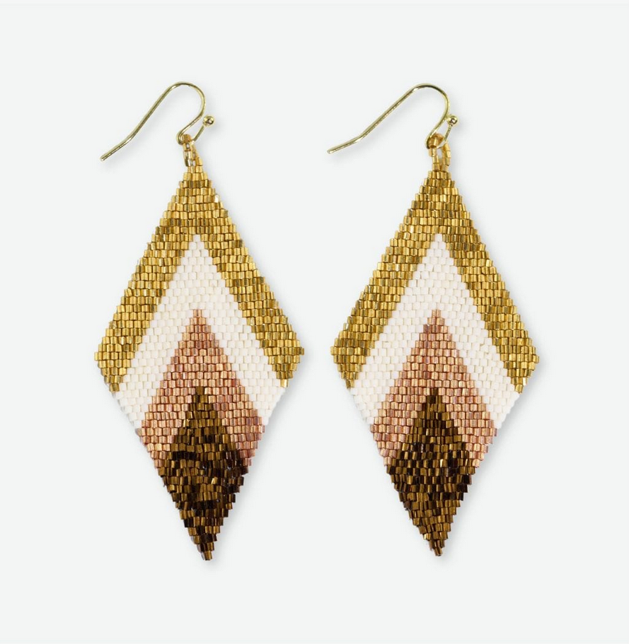 Ink + Alloy Frida Peaks Beaded Fringe Earrings Mixed Metallic