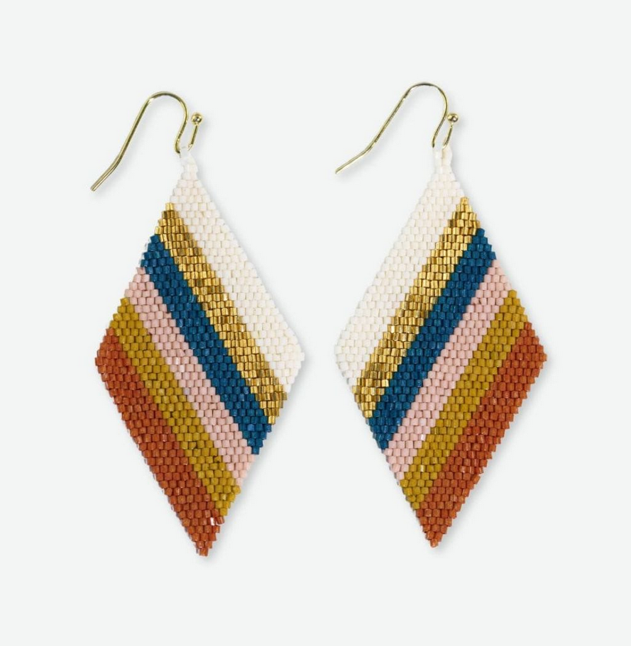 Ink + Alloy Frida Diagonal Uniform Stripe Beaded Earring Desert