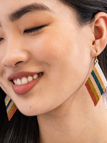 Ink + Alloy Frida Diagonal Uniform Stripe Beaded Earring Desert