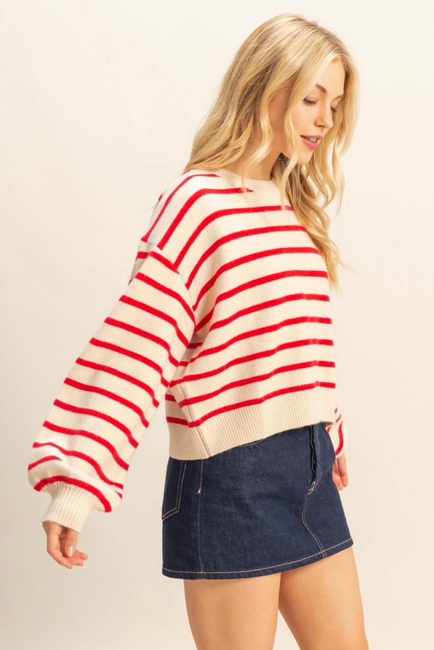HYFVE Striped Button Back Sweater