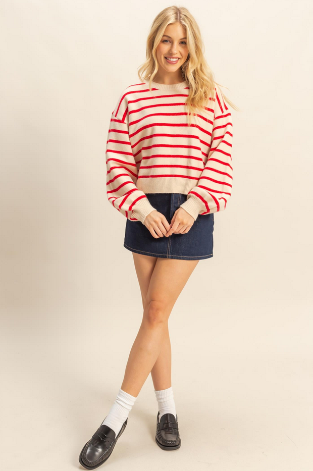 HYFVE Striped Button Back Sweater