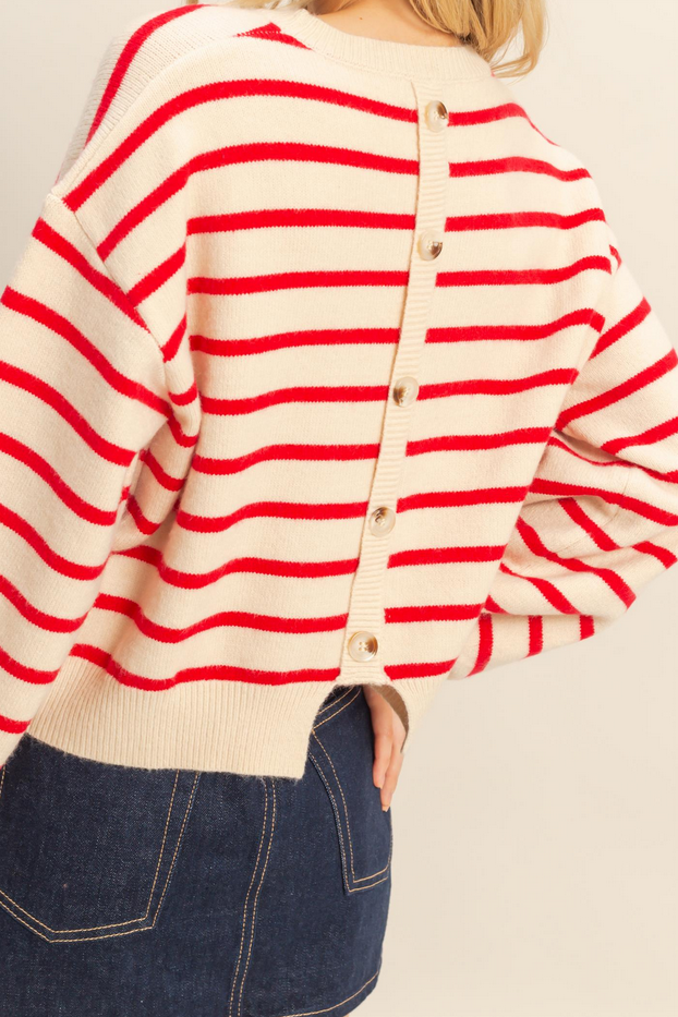 HYFVE Striped Button Back Sweater
