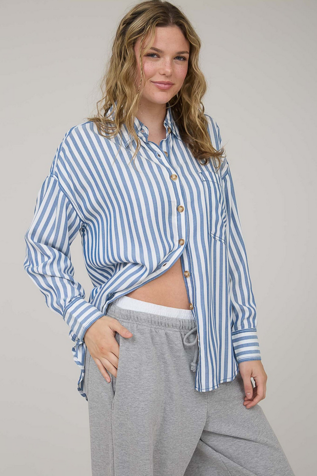 Blu Pepper Striped Button Down Shirt