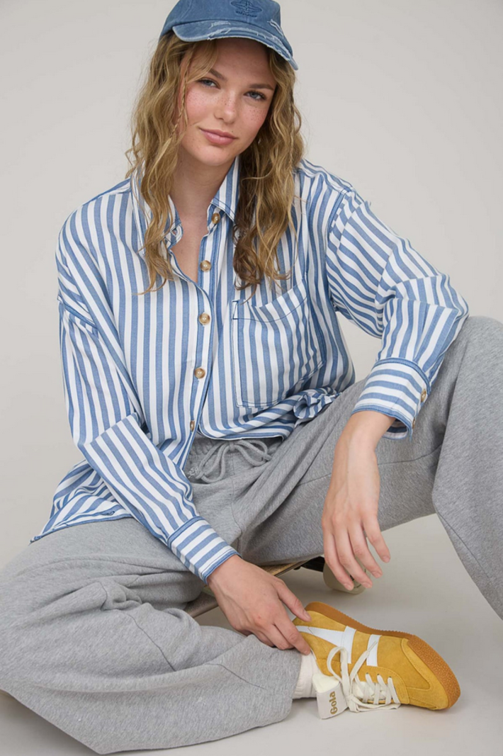 Blu Pepper Striped Button Down Shirt