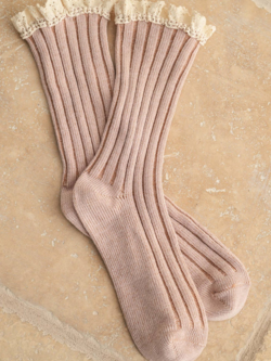 Miou Muse Ribbed Crochet Trim Socks