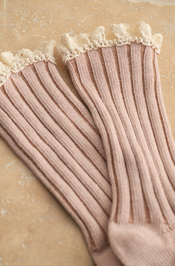 Miou Muse Ribbed Crochet Trim Socks