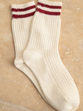 Miou Muse Waffle Knit Athletic Stripe Socks