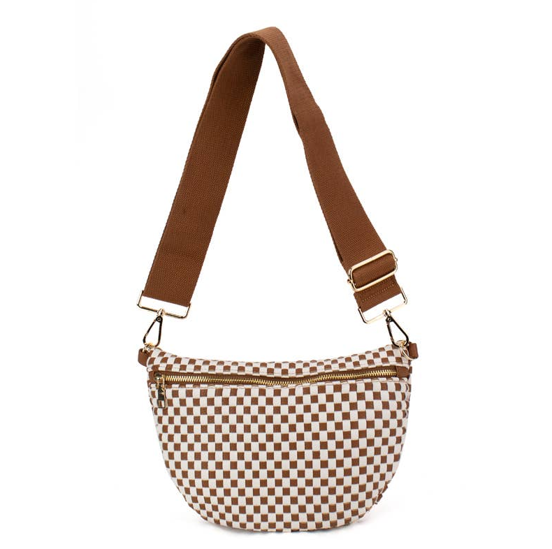 Babs + Birdie Fiona Checkered Woven Bum Bag