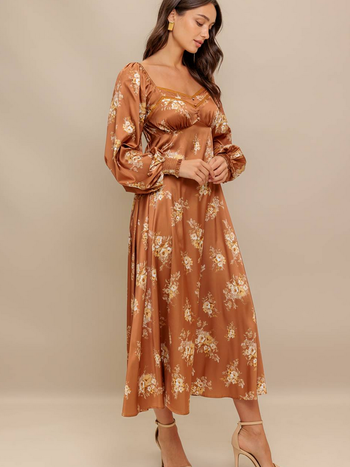 Flying Tomato Silky Fall Floral Dress