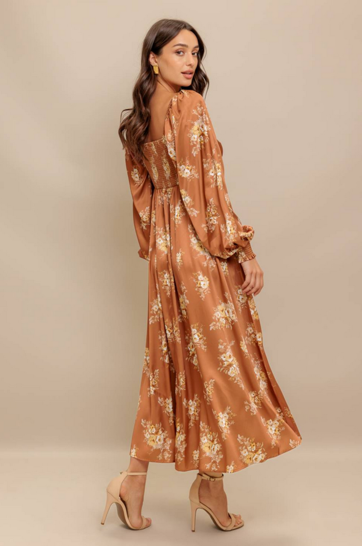 Flying Tomato Silky Fall Floral Dress