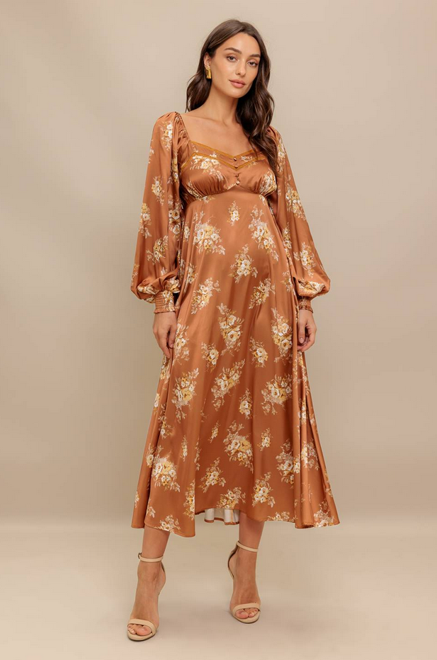 Flying Tomato Silky Fall Floral Dress