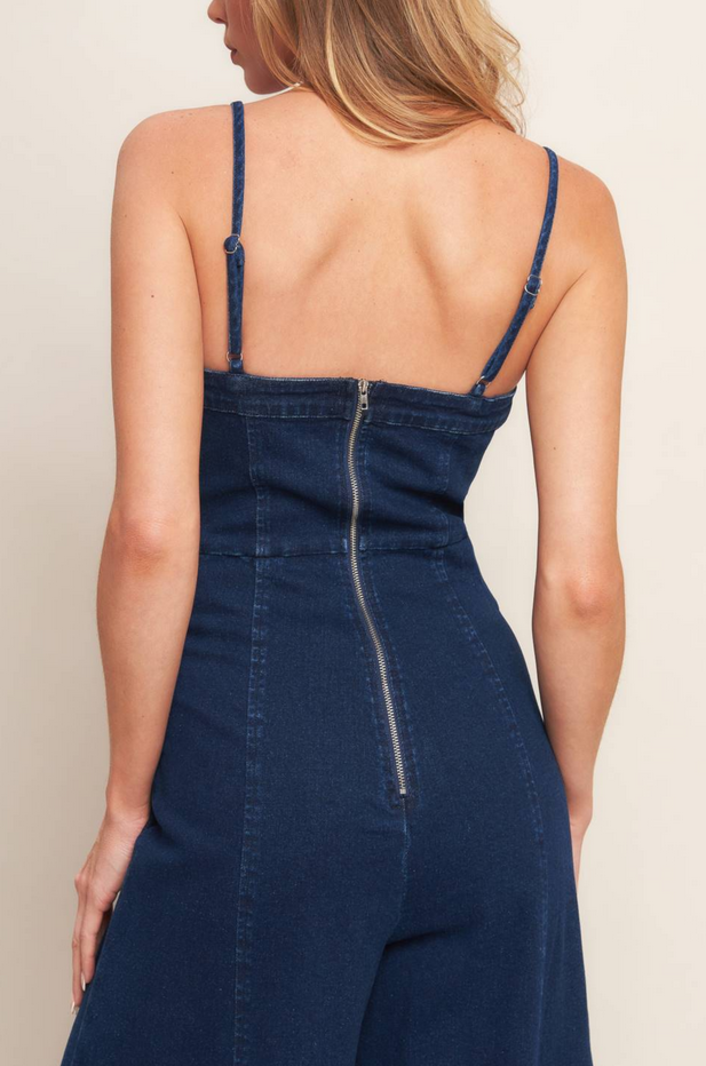 Flying Tomato Super Wide Leg Denim Jumpsuit