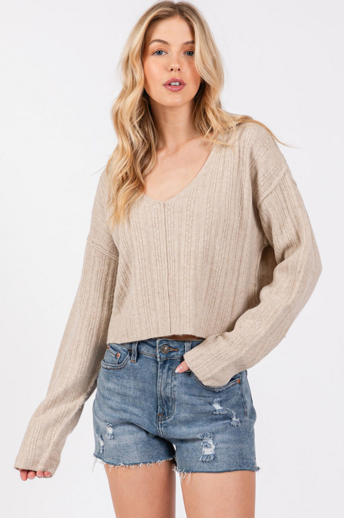 Final Touch Stripe Knit Crop Sweater
