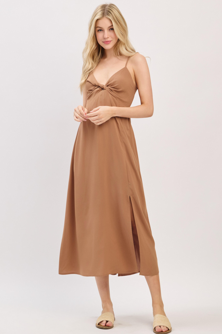 Final Touch Twist Front Midi Dress