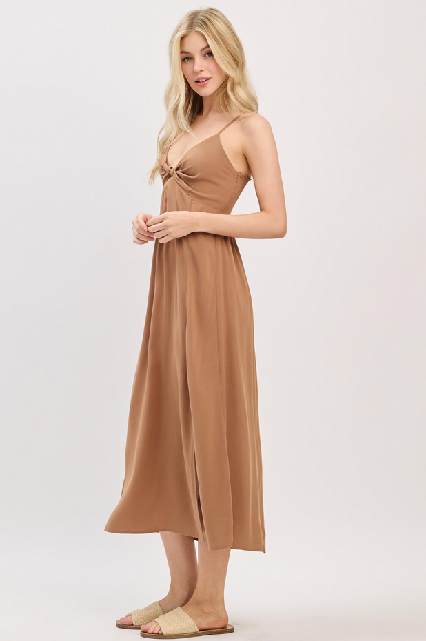 Final Touch Twist Front Midi Dress