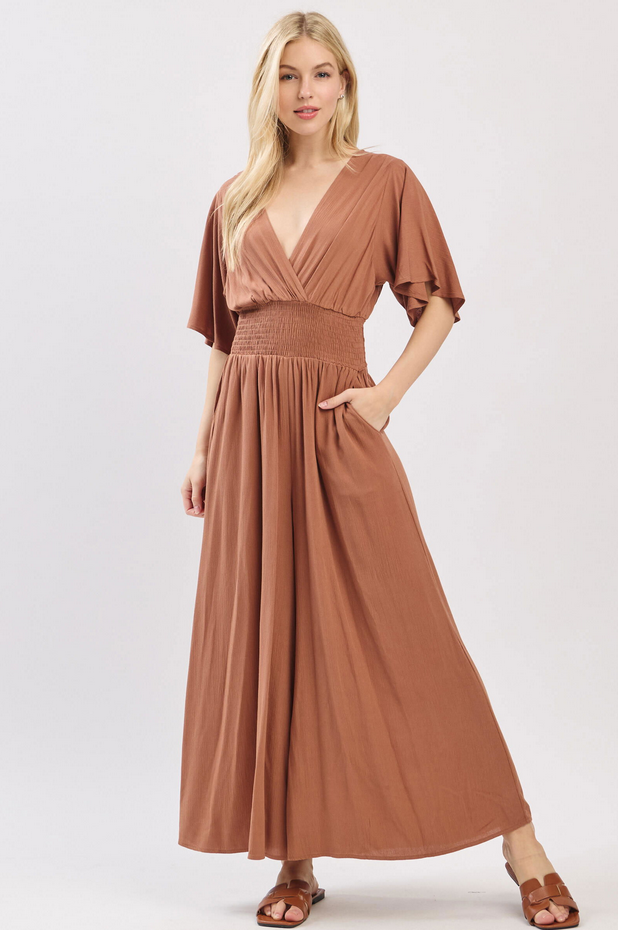 Final Touch Smocked Waist Jumpsuit