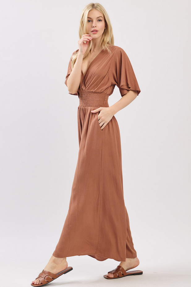 Final Touch Smocked Waist Jumpsuit