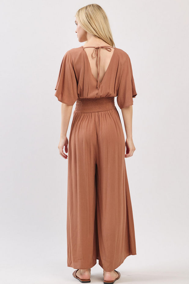 Final Touch Smocked Waist Jumpsuit