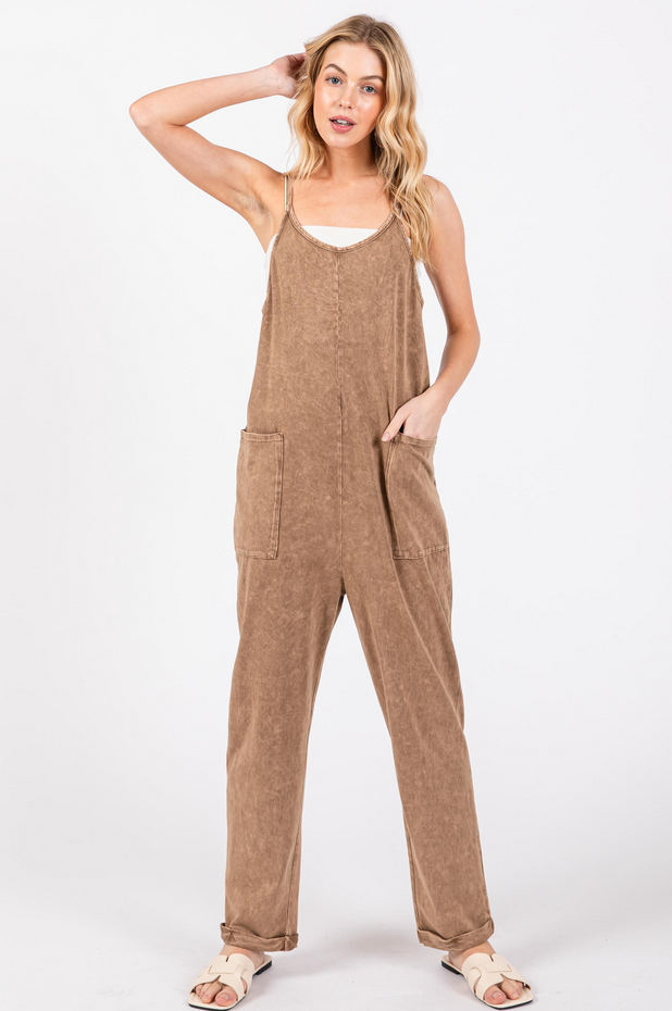 Final Touch Relaxed Mineral Wash Jumpsuit