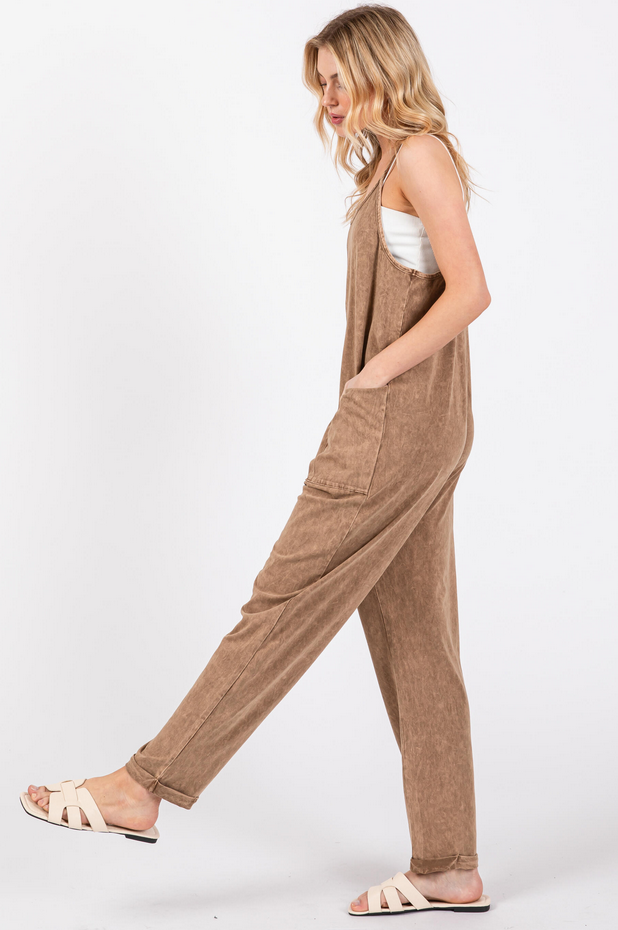 Final Touch Relaxed Mineral Wash Jumpsuit