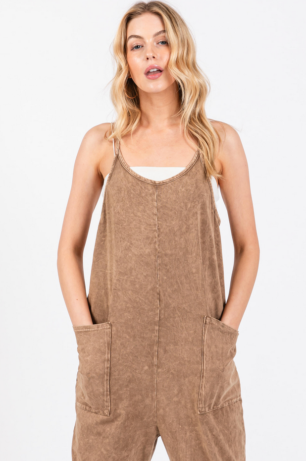 Final Touch Relaxed Mineral Wash Jumpsuit