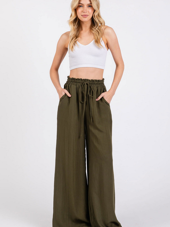 Final Touch Wide Leg Drawstring Pants