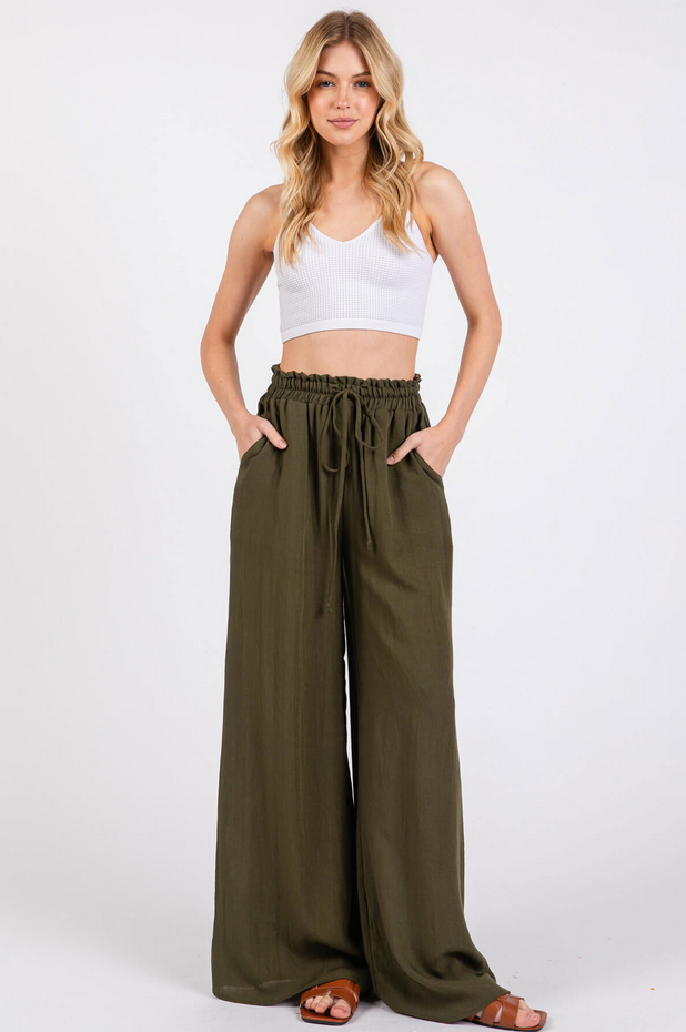 Final Touch Wide Leg Drawstring Pants