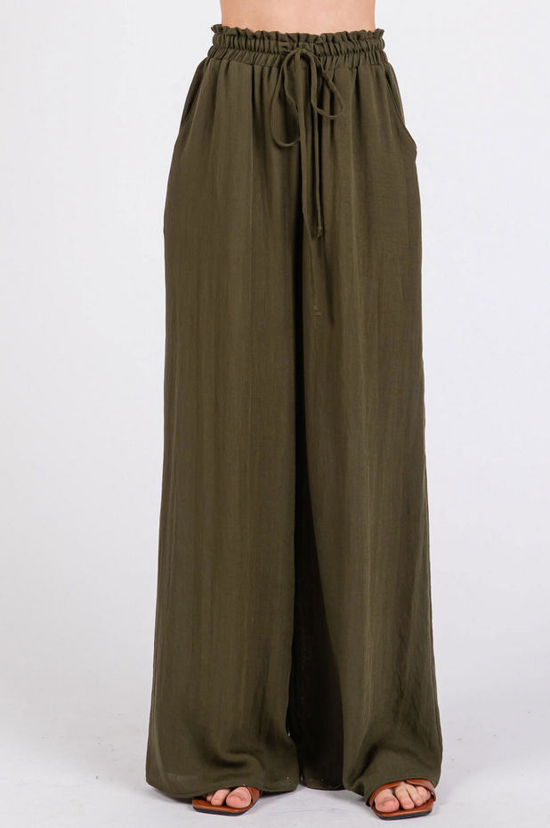 Final Touch Wide Leg Drawstring Pants
