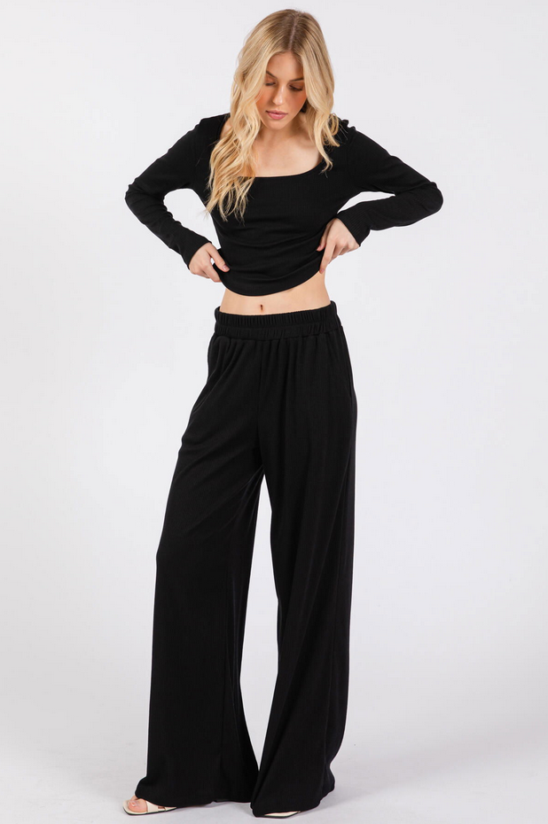 Final Touch Wide Leg Ribbed Pants