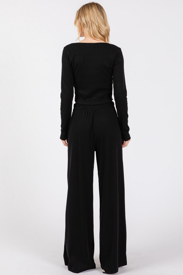 Final Touch Wide Leg Ribbed Pants