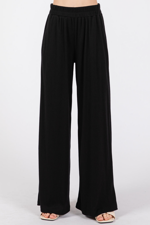 Final Touch Wide Leg Ribbed Pants