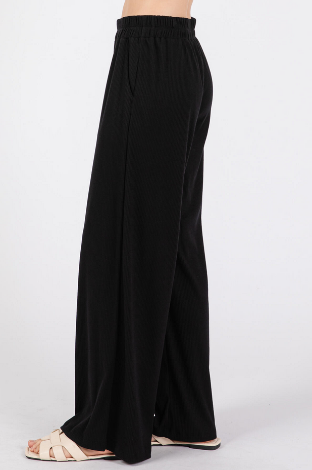 Final Touch Wide Leg Ribbed Pants