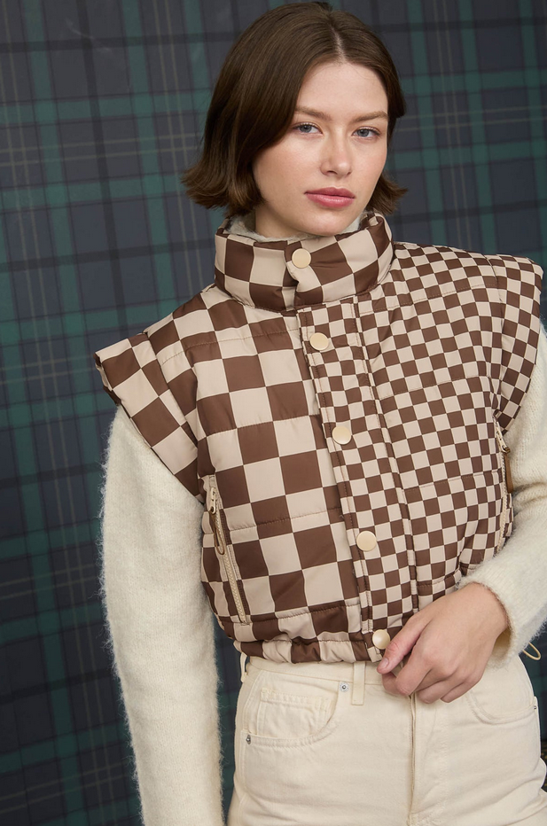 Blu Pepper Double Checked Puffer Vest