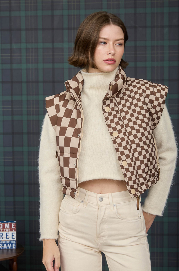 Blu Pepper Double Checked Puffer Vest