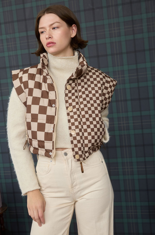 Blu Pepper Double Checked Puffer Vest