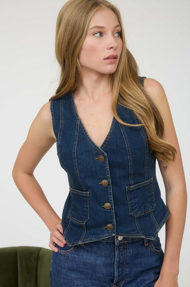 Blu Pepper Tiny Pocket Denim Vest
