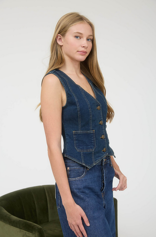 Blu Pepper Tiny Pocket Denim Vest