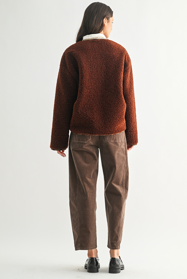 Wishlist Plaid Trim Sherpa Jacket