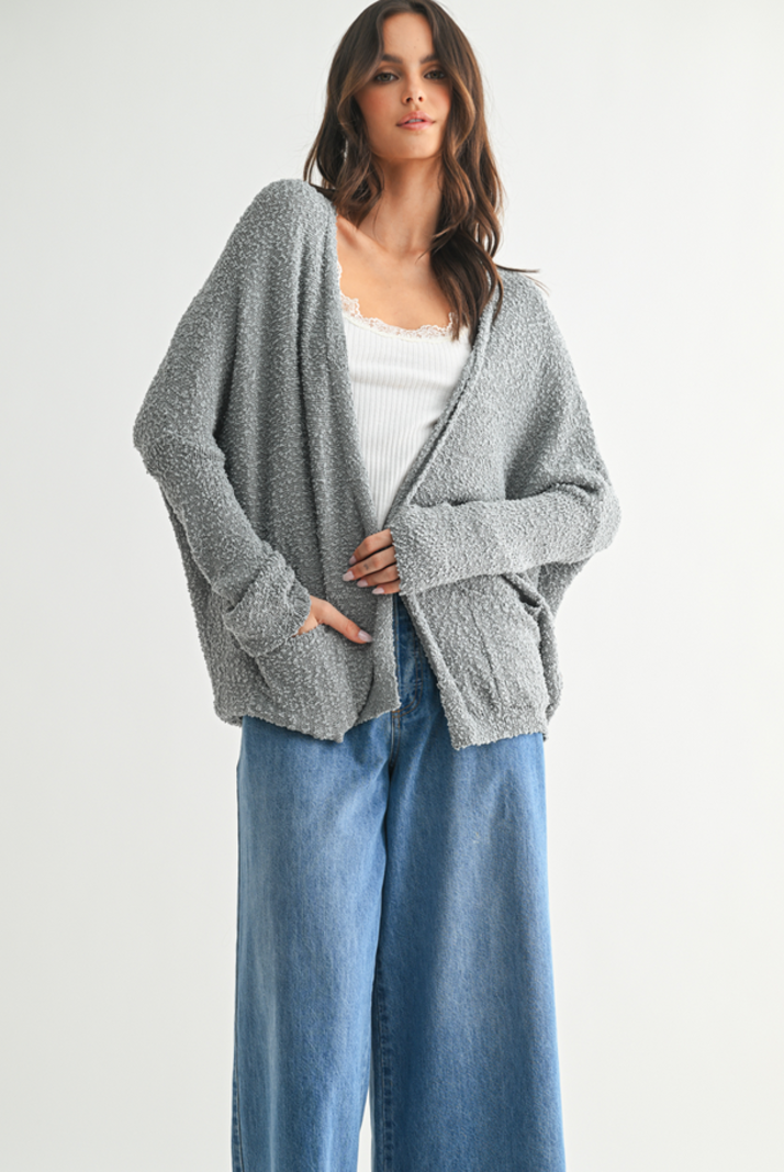 Wishlist Textured Drop Shoulder Cardigan - Fringe Boutique