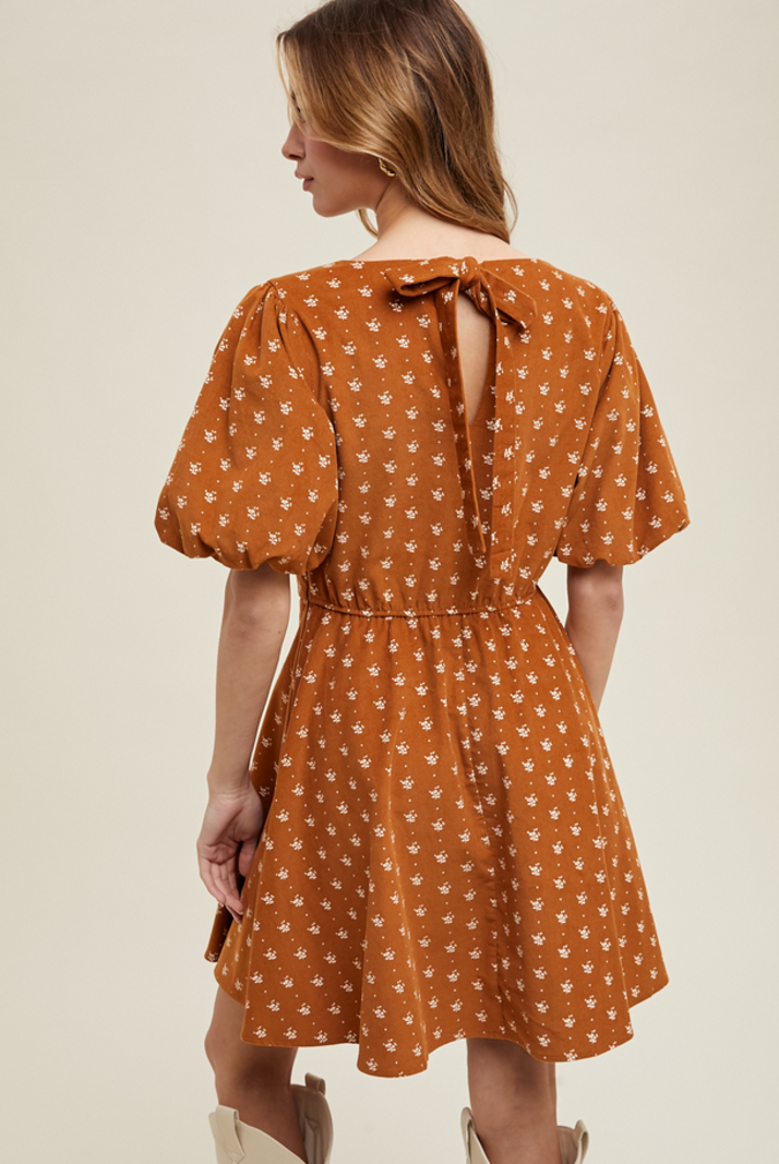 Wishlist Tie Back Corduroy Dress
