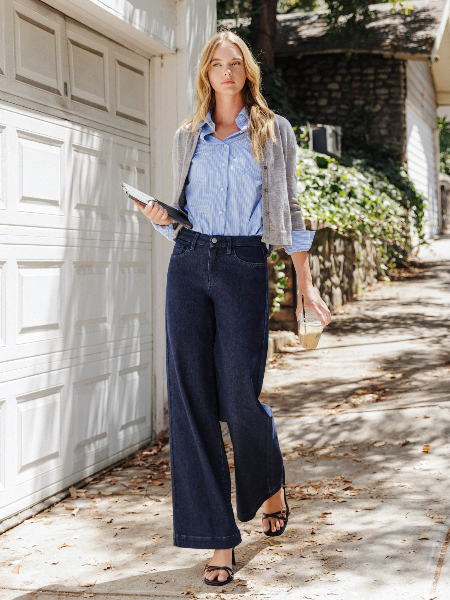 Flying Monkey High Rise Trouser Hem Wide Leg Jeans